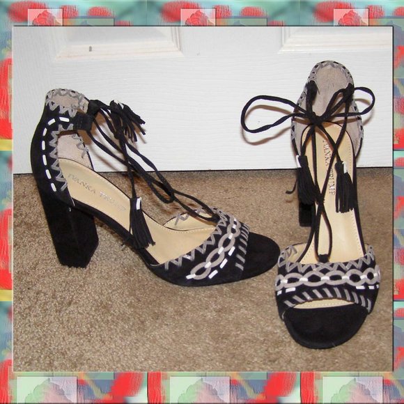 NEW Ivanka Trump Suede Ankle lace heels size 8-8.5 - Picture 1 of 13